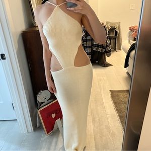 Savannah Morrow Elegant Cream Halter Dress